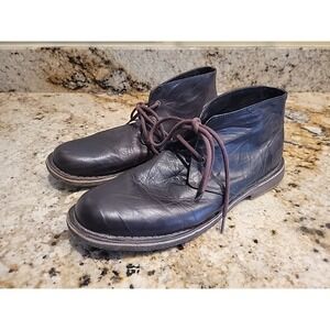 UGG Mens Size 12 Leighton Chocolate Brown Crinkled Leather Lace-Up Chukka Boots